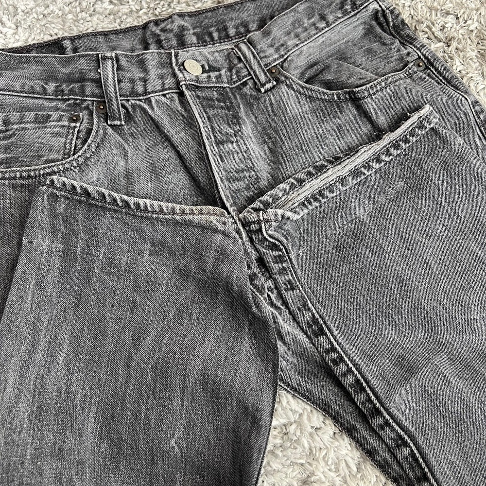 Levi's 501 Straight Leg Button Fly Jeans Faded Black Distressed Men 33 x 32 - Picture 8 of 15
